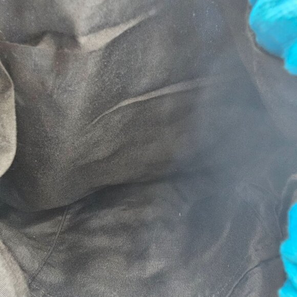 Handcrafted Puerto Rico Drawstring Backpack In Blue & Green With Embroidered Sym - Picture 6 of 7